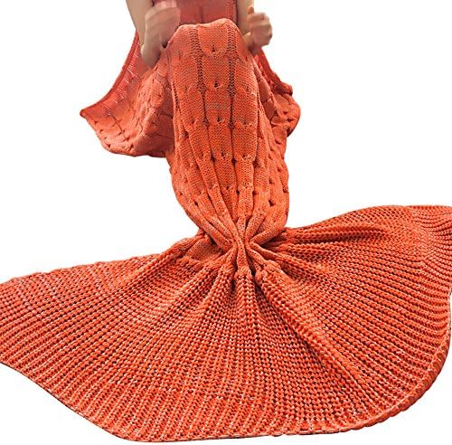 Mermaid Blanket Handmade Knitting Crochet Mermaid Tail Blanket Soft Sleeping Bag for Birthday Christmas Perfect Gift