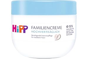 ‎HIPP HiPP hochverträglich Familiencreme, mit Sheabutter, Aloe Vera und pflanzlichen Glycerin für trockene Haut, parfumfrei & hypoallergen, bei Neigung zu Neurodermitis, 300 ml