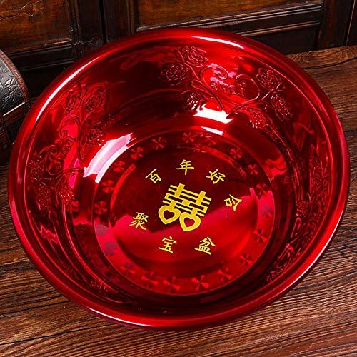 Y&amp;HUNTUO Wedding supplies / red basin washbasin / bridal dowry washbasin / wedding festive props / stainless steel basin , 1