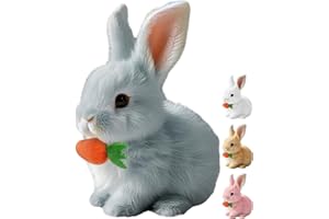 GMTEO Realistic Bunny Toy, 2025 Neu Hüpfendes Kaninchen Spielzeug, Ostern Plüschhase, Hasen Spielzeug Geräusche Macht und Dessen Ohren und Nase Sich Bewegen, Plüschhase Kuschelhase (grau)