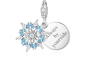 SEVENWELL Snowflake Charm for Pandora Dog Cat Blue Snowflake Dangle Charm Sterling Silver Xmas Gift
