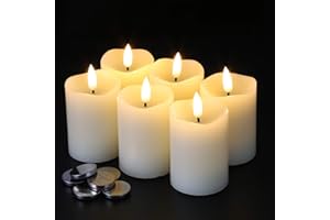 Eywamage Realistic LED Votive Candles with Timer Set of 6, Flickering Flameless Battery Small Pillar Candles 2" x 3"