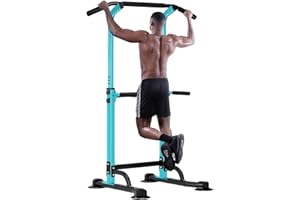 SogesHome Chaise Romaine Power Tower Barre de Traction Entraîneur pour Abdominaux Multifonction Station Dips Tour de Puissance Multi-Fonctions Réglable en Hauteur Acier allié