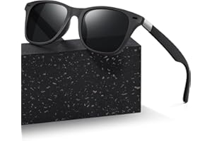 kunchu Sunglasses Mens Unisex Polarized Womens UV400 Protective Rectangular Sunglasses Black Anti-Glare Lenses Classic Ultra Light Square Driving Hiking Golf Fishing Sports Shades