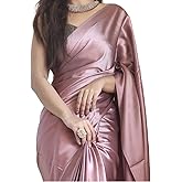 SATAZ Women's Ready to Wear Rose Gold Satin Silk Saree with Unstitched Rose Gold Blouse