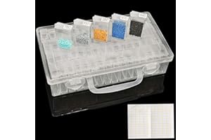 ARTDOT Diamond Painting Accessori, 64 Slots Scatola con Scomparti, Diamond Painting Kit Completo per Pittura Diamante per Conservare Perline, Anelli, Charms, Glitter Strass, Gioielli