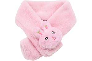 INTEDESIGN Pink Kids Winter Scarf Warm Plush Strawberry Children's Warmer Scarf with Cross Design, Soft Fluffy Plush Thick Fleece Collar Faux Fur Neck Warmer for Girls