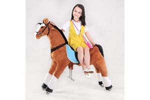 UFREE Horse Action Pony, Large Mechanical Horse Toy, Ride on Bounce up and Down and Move, Birthday Present for Children 6 Years to Adult (44"Large Size, Black Mane)