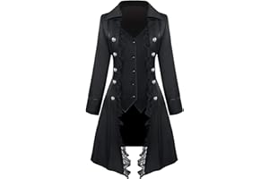 Feynman Steampunk Frack Gothic Cappotto con Pizzo, Marrone, Barocco Vittoriano, Tripetto Vintage Medievale Giacca Uniform
