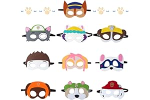 Sinwind Máscaras Niños, 10 Piezas Máscaras de Fieltro, Máscaras Paw, Máscara Cosplay con Cuerda Elástica Máscaras para Bolsas de Fiesta, Fiesta cumpleaños, Navidad, Halloween Regalo