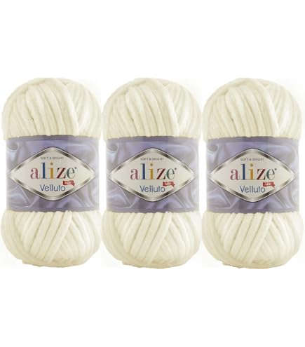 Alize Velluto MicroPolyester Yarn - Lot Of 3 Skeins (329 Tabacco), Jumbo Weight For Blankets