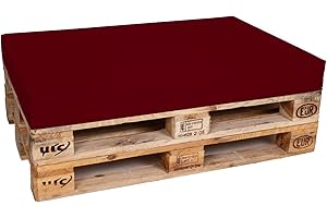 ‎TEXDEKO TexDeko® Palettenkissen 120 x 80 x 12cm Wasser-& schmutzabweisend Abnehmbarer Bezug mit Reißverschluss waschbar gepolstertes Sitzkissen für Europalette Palettenpolster (Bordeaux)
