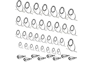 NC 40Pcs Fishing Rod Eyes Repair Kit Tip Repair Kit Stainless Steel Eyes Ring Fishing Rod Tip Eyes Steel Ceramic Ring Fishing Rod Repair Kit for Fishing and Replacement Accessory with Box