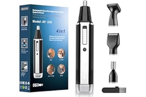 SEGMINISMART Professional Nose and Ear Hair Trimmer-USB Rechargeable,4 in 1 Painless Nose Hair Trimmer for Men and Women,Water Resistant Dual Edge Blades for Easy Cleansing