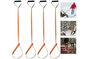 Afenau 4 Pezzi Deer Drag Cuerda De Arrastre para Ciervos,Correa de Arrastre de Ciervo,Cuerda de Tiro de Caza Naranja,Arnés de Tracción de Ciervo,Accesorios Caza con Bucle de Autobloque