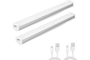 TOVARIN Luz Led Armario con Sensor de Movimiento Magnética, Con Luz LED de 20cm Luces Led Cocina 3 Modos Luz LED Adhesiva USB Recargable 2000mAh Luz Sensor Movimiento Interior para Cocina,,Escaleras y Pasillo