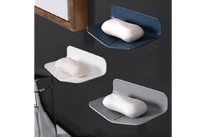 BECHOICEN Self-draining Shower Soap Holder for Soap or Sponge No Drilling Soap Saver with Strong Viscosity for Shower V-shaped Soap Dish for Bathroom and Kitchen (White, 1)