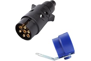 ETUKER 7-poliger Anhängerstecker mit Anhängersteckerhalter, 12V 7-poliger Anhängerkupplungs-Stecker, für LKW, Wohnmobil, Autos, Boot, Wohnwagen/Anhänger Zubehöradapter