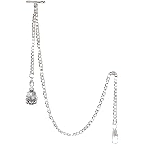 Chaîne Albert Pour Montre De Poche Homme - Pendentif Loup Antique - Longueur 37 Cm + 6 Cm, Barre En T