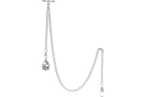 TREEWETO Albert - Orologio da taschino da uomo, con catena a maglia barbazzale, 2 ganci, con ciondolo a forma di scudo antico, design a T