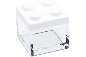 omada Design Set 24pz Scatolina Tipo Mattoncino in plastica Trasparente con Tappo colorato, 5x5x5 cm, 100% Made in Italy