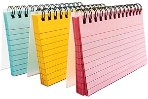 OJUSSA Flash Cards 150 Sheets Revision Cards 3Pcs Index Cards Multicolor Revision Flashcards Spiral Note Taking Paper for Office School Work Note List 5 * 3 Inches