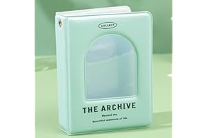 runrayay Mini álbum de Fotos de 3 Pulgadas para cámara, Carpeta de Tarjetas fotográficas KPOP, 40 Bolsillos Ventana corazón Hueco Soporte para Tarjetas fotográficas Libro, Soporte - Verde