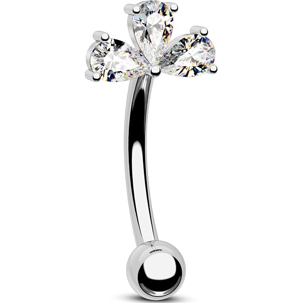 Lot De 5 Piercings Pour Nombril En Acier Chirurgical 316L – Bijoux De Corps 14G (1,6mm) Pour Femmes – Style Courbé Avec Diamants