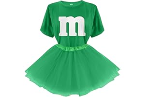 FONYFA Letter M Halloween Costumes T-Shirt Tutu Skirts, Team Group T-Shirt, Funny Costumes for Halloween Christmas Party Costume