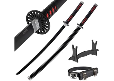 Katana i Trä 77 cm med Bälte och Ställ - Daemon Slayer Dekorativt Japanskt Svärd för Anime Cosplay, - Amazon Deal & Rabatt
