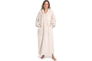 FUSSEDA Oversized Wearable Blanket Sweatshirt, Super Spessore Caldo Fleece Sherpa Cozy Blanket Hoodie con Tasche e Maniche per i Bambini Adulti