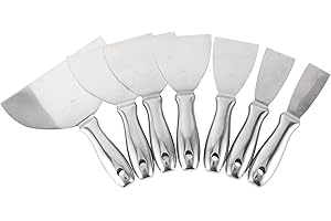 YUMILI Wallpaper Scrapers Set, 7 Sizes Plasterboard Tools with Storage Bag, Stainless Steel Handle Scraper for DIY Decorating Paint Removal
