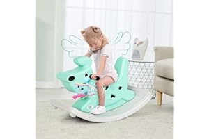 Multigot Baby Rocking Horse, Early Educational Animal Rocker Chair with Music and Handle Grip, Toddler Rocker Ride Horse Toy for 6-36 Months Boys and Girls (Green)