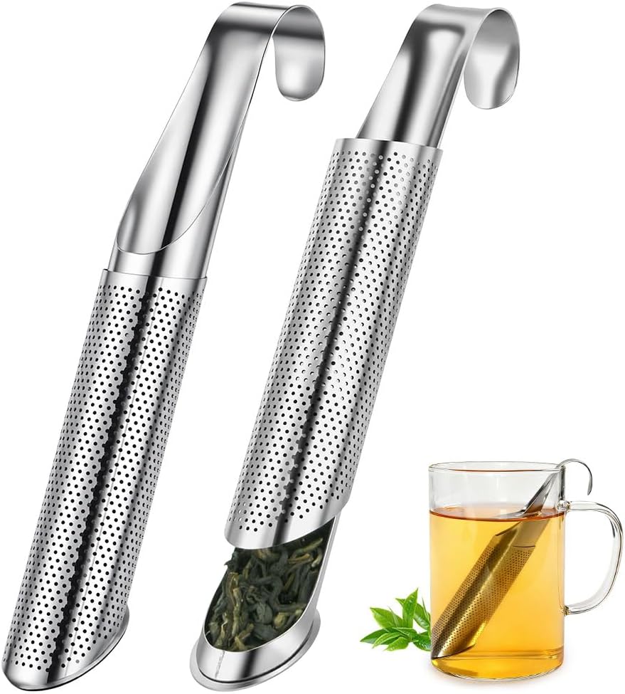 Vicloon çay demlik paslanmaz çelik, 2 parça ince örgü çay sopa gevşek çay (detoks çayı, Darjleeg çay, mate çay)