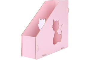 ITODA Office Desktop Magazine File Holder Wooden DIY File Rack Organiser Vertical Hollow Document File Divider Sorter Book Collector Folder Filling Desk Tidy Stationery Storage for Home Office School