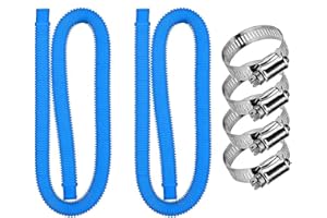 Settoo 2 piezas Manguera de Piscina de 32mm Piscina Manguera de Repuesto con 4 Abrazaderas Metálicas,para Piscinas Sobre el Suelo(150x3.2cm)