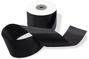 DECORAPARTY Nastro Rotolo da 50 mm in Doppio Raso Nero Bobina da 25 metri Nastrino Spessore 5 cm per Matrimonio Battesimo Natale Capodanno Idea Regalo Bomboniera