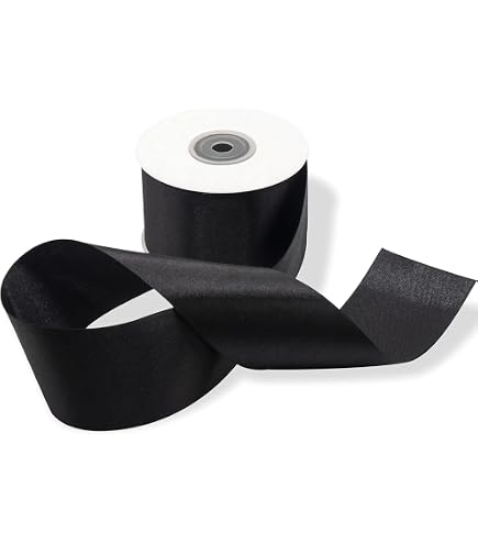 Lot De 2 Rouleaux De Ruban De Satin Noir 40mm X 22m - Double Face Polyester - Pour Couture, Décoration, Cadeaux - 13