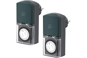Minuterie d'extérieur G-Homa, Lot de 2, minuterie mécanique 24 h, avec sécurité Enfant et Couvercle de Protection, étanche IP44, pour éclairage, décoration de Noël, Prise et Prise allemandes.