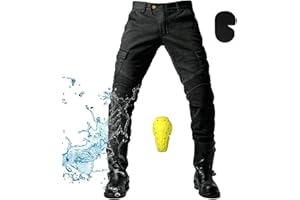 GEBIN Pantalon Moto Homme, Imperméable Jean de Moto avec Protections Dont Genouillères et Protège-Hanches, Pantalon de Moto de Course de Moto