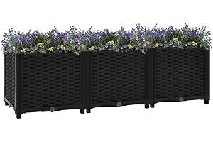 puraday Jardinière de Jardin 120x40x38 cm Noir Polypropylène Lit de Plantation Offre Suffisamment d’Espace Pot de Terrasse Balcon pour Plantes Légumes Herbes Aromates Fleurs