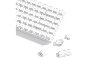 FRTEFSQ Crystal Jelly Claviers gravés latéralement 113 touches, convient aux claviers mécaniques 61/68/84/87/98/100 touches Cherry Gateron MX Rose (Blanc)