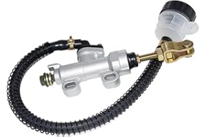 Akozon Depósito de la bomba del cilindro maestro hidráulico del freno de pie trasero para motocicleta Dirt Bike ATV(Blanco)