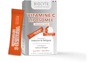 BIOCYTE Vitamine C Liposomale - Réduit la Fatigue, Agit sur le Système Immunitaire - Vitamine C Liposomée, Arôme naturel Citron - 10 Stick Orodispersible - 1 Stick par jour - Programme de 10 jours