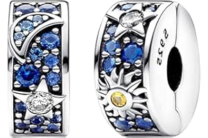 APMGONT Sonne Mond Stern Clip Abstandshalter Stopper Charm für Armbänder und Halsketten, 2 Stück Charms Anhänger Damen, Clip Abstandshalter Charm für Anhänger Charms Schmuck Geschenk