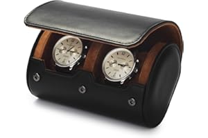 Oirlv Luxe PU Cuir 2 Fentes Etui Montre,Boite a Montre Homme,Rangement Pour Coffret Cadeau Noël Anniversaire Boite Montre(Noir)