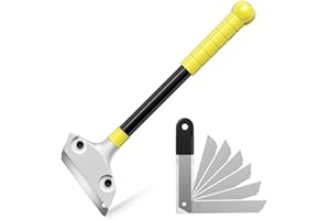 Mesybveo Raschietto Vetro, Raschiatori con 10 lame, Raschia Piastrelle con Funzione Knock-Out, Raschietto Muro con Antiscivolo Manico Lungo, Spatola per Muro, Adesivi, Piastrelle, Vetro