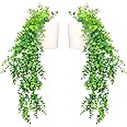 Well Art Gallery Plastic Set Of 2 Hanging Artificial Plants Without Pots Home Accessories Fake Hanging Plant Indoor Plant Hanging Plant Fake Plant Artificial Plants Indoor House Plants, Green