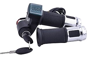 Kunray Poignée d'accélérateur universelle pour scooter électrique 12-96 V 48 V avec écran LCD et verrouillage du bouton d'allumage - Poignée d'accélérateur électrique pour karts