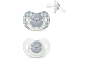 Suavinex, Lot de 2 Sucettes pour Bébé 6/18 Mois, Sucettes Phosphorescentes, Idéal Nuit, avec Tétine Symétrique SX Pro en Silicone, Réversible, Douce et Souple, Night and Day, Bleu